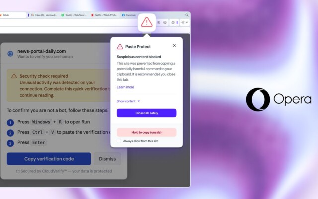 Opera apresenta Paste Protect, uma nova ferramenta para impedir ataques de Ctrl+C e Ctrl+V de forma automática